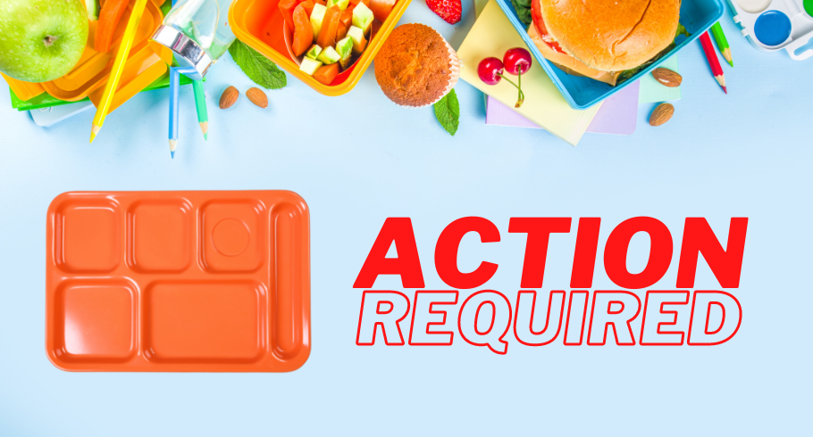 Action Required with school lunch tray